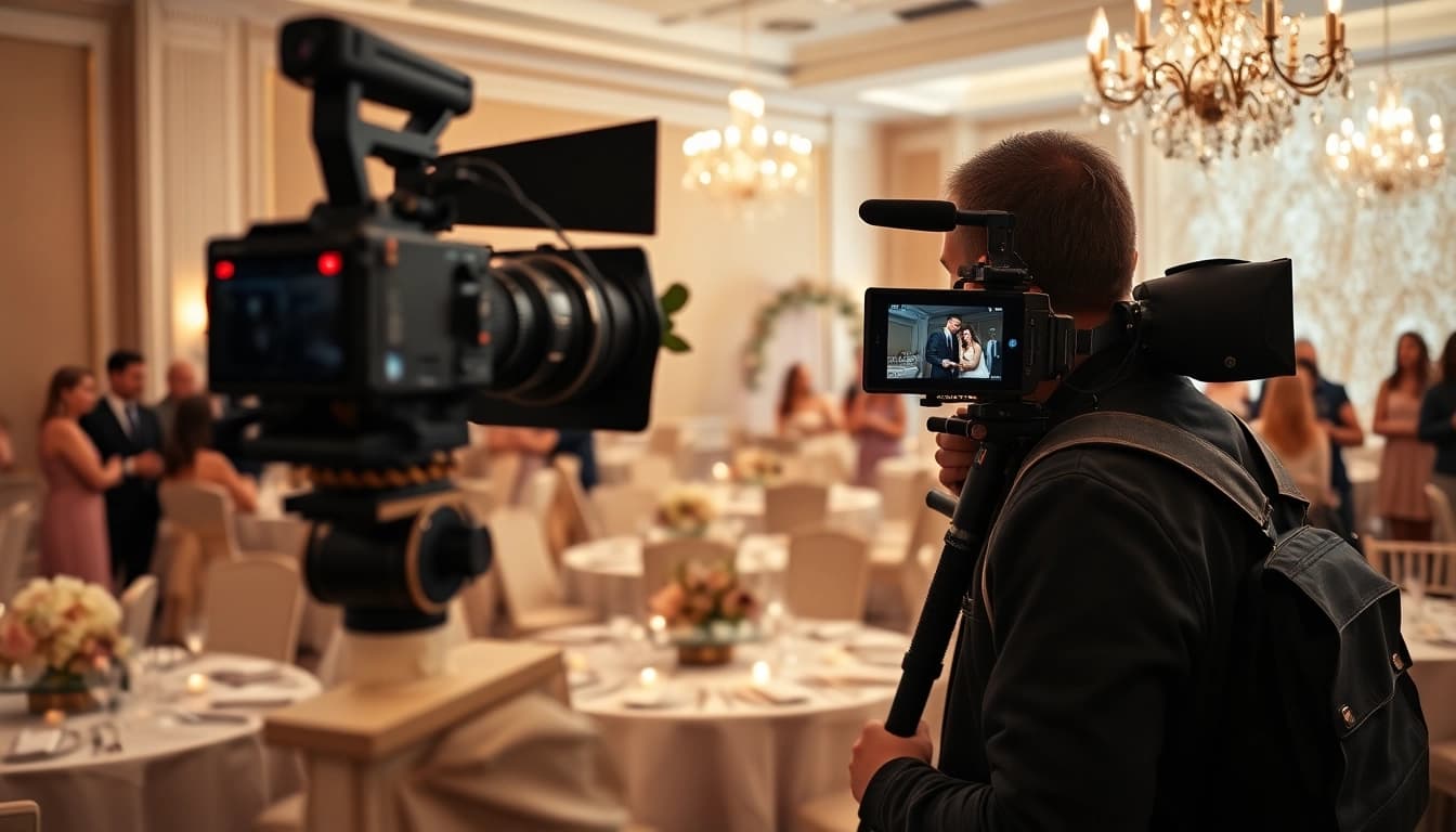 Capturing moments in Event videography during a wedding ceremony with a skilled videographer.