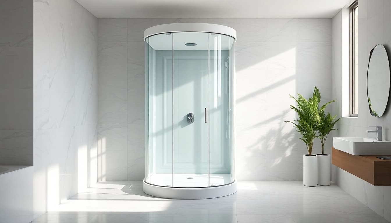 Erleben Sie die Eleganz und Funktionalität der sonni Duschkabine in einem modernen Badezimmer.