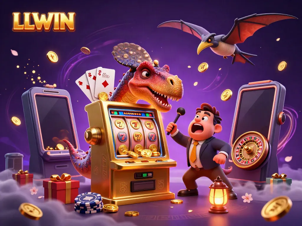 Experience jackpot excitement with LLWIN’s vibrant casino scene featuring dynamic characters and thrilling games.