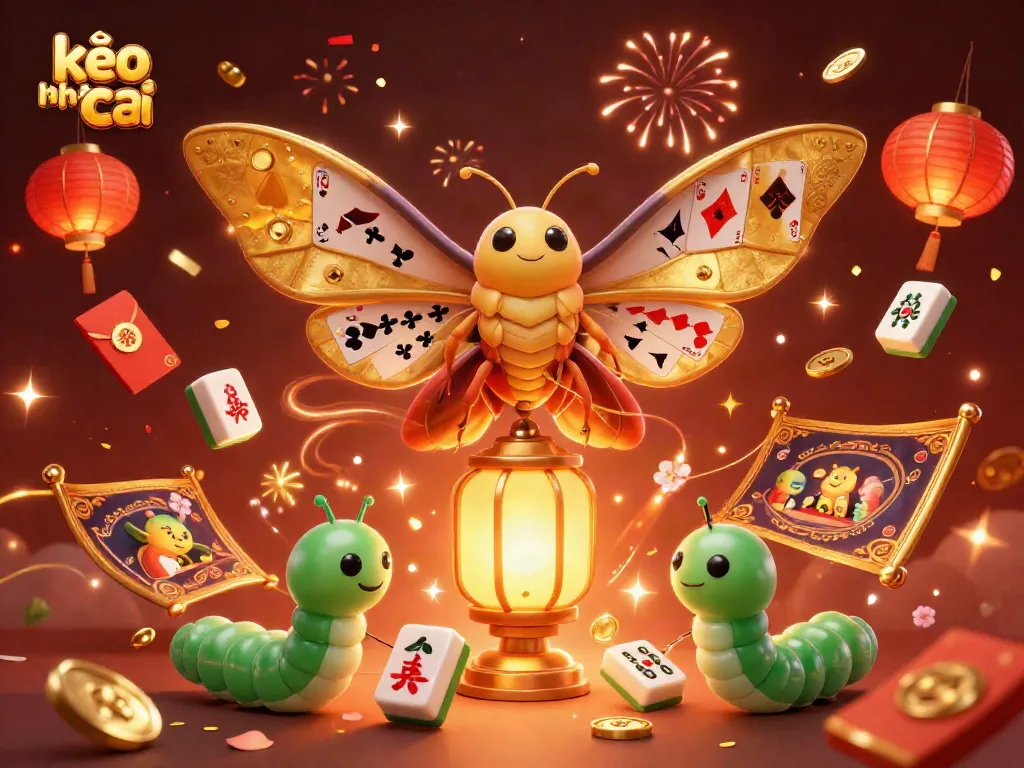 Engage with kèo nhà cái features in a vibrant casino scene with golden elements and festive motifs.